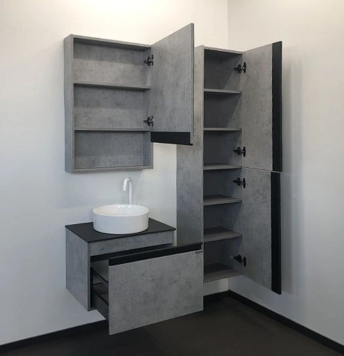 Шкаф-зеркало Comforty Эдинбург 60 бетон светлый 00-00002043CF