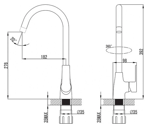 Смеситель для кухни SMARTsant Шот хром SM193501AA