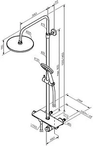 Душевая система с термостатом для душа Damixa Jupiter чёрный матовый 977750300, 2
