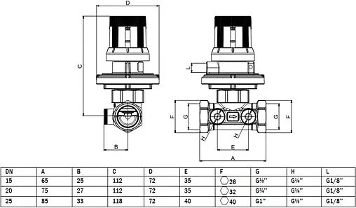 Комплект балансировочных клапанов 1&quot;в х 1&quot;в Kvs 6.8 Valtec VT.040.G.30006