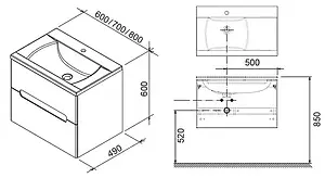 Тумба-умывальник подвесная Ravak SD Classic II 80 R белый X000000910+XJDL1180000, 2