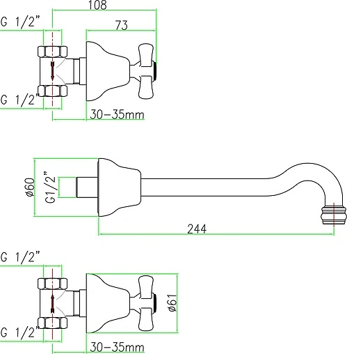 Смеситель для раковины из стены Fiore Margot хром 26CR0636 Смеситель для раковины из стены Fiore Margot хром 26CR0636