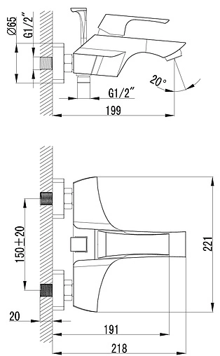 Смеситель для ванны Lemark Unit хром LM4502C