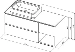 Тумба под умывальник подвесная Allen Brau Infinity 120 L папирус 1.21005.PWM, 2