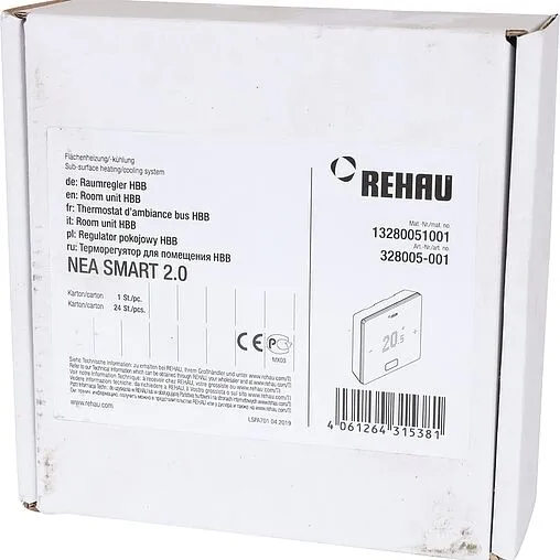 Проводной комнатный терморегулятор 24В Rehau Nea Smart 2.0 HBB черный 13280051003