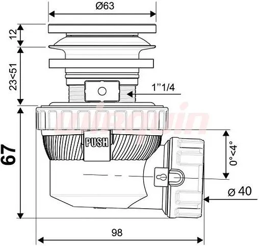Сифон бутылочный компактный с выпуском Wirquin NANO 6.7 чёрный/хром 30987054 Сифон бутылочный компактный с выпуском Wirquin NANO 6.7 чёрный/хром 30987054