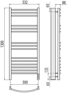 Полотенцесушитель электрический лесенка Terminus Классик П15 500х1300 электро sensor quick touch полированная сталь 4670078527349, 2