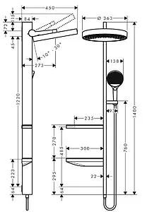 Душевая система без смесителя Hansgrohe Rainfinity 360 1jet хром/графит 26842000 Душевая система без смесителя Hansgrohe Rainfinity 360 1jet хром/графит 26842000, 2