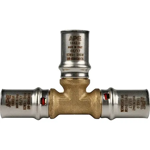 Тройник пресс соединительный 16мм x 16мм x 16мм Stout SFP-0006-161616