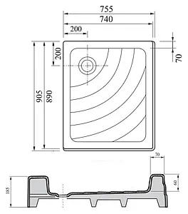 Поддон для душа Ravak Aneta 75x90 PU A003701120, 2