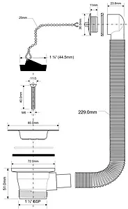 Выпуск для мойки с круглым переливом Mc Alpine полированная сталь OF2-85 Выпуск для мойки с круглым переливом Mc Alpine полированная сталь OF2-85, 2