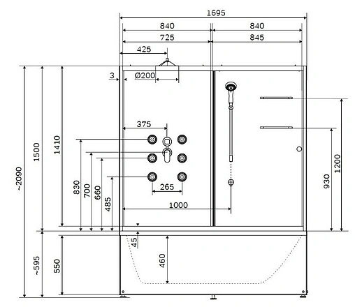 Душевой бокс 1700x850мм Am.Pm Sense W75B-170-085WTA