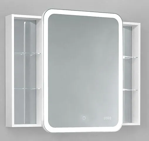 Шкаф-зеркало Jorno Bosko 100 R с подсветкой и часами белый Bos.03.100/W