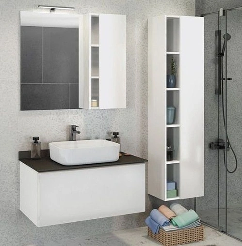 Шкаф-зеркало Comforty Милан 90 R белый 00004137130CF