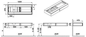 Тумба-умывальник подвесная VitrA Origin 120 L чёрный дуб 65679+, 2
