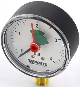 Манометр радиальный Watts MRP 63мм 4 бар ¼" 10007722 Манометр радиальный Watts MRP 63мм 4 бар ¼" 10007722, 1