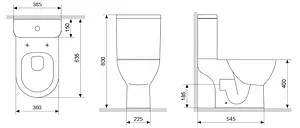 Унитаз-компакт безободковый Damixa Luna белый DX46C8600SC Унитаз-компакт безободковый Damixa Luna белый DX46C8600SC, 2