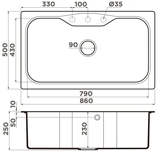 Мойка кухонная Omoikiri Maru 86-BL черный 4993138