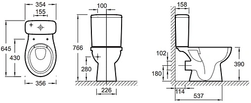 Чаша унитаза Jacob Delafon Patio rimless белый UJV102-00