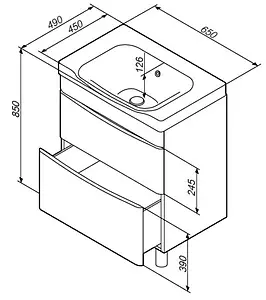 Тумба под умывальник напольная Am.Pm Like 65 белый M80FSX0652WG Тумба под умывальник напольная Am.Pm Like 65 белый M80FSX0652WG, 2