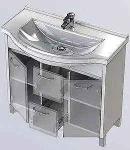 Тумба-умывальник напольная Aquanet Донна 90 венге 00169180+00168865, 4