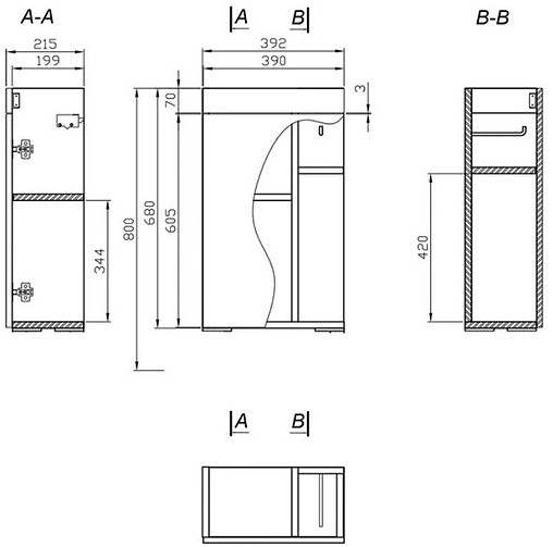 Тумба-умывальник Cersanit Smart 40 ясень/белый B-SU-SMA-CO40/Wh+S-UM-COM40/1-w