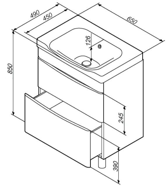 Тумба под умывальник напольная Am.Pm Like 65 белый M80FSX0652WG Тумба под умывальник напольная Am.Pm Like 65 белый M80FSX0652WG