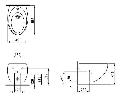 Биде подвесное Laufen Alessi One c покрытием LCC белый 8.3097.1.400.304.1