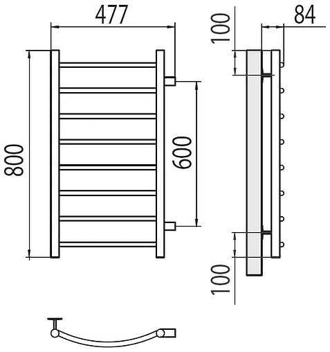 Полотенцесушитель водяной лесенка Terminus Классик П8 400х800 бп600 полированная сталь 4670078530240