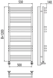 Полотенцесушитель водяной лесенка Terminus Нойс П18 500х1200 полированная сталь 4630080268418, 2