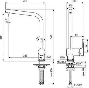 Смеситель для кухни Ideal Standard Ceralook чёрный матовый BC174XG, 2