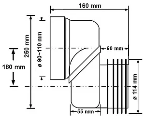 Патрубок для унитаза эксцентриковый Mc Alpine 180мм MRWCLO-18 Патрубок для унитаза эксцентриковый Mc Alpine 180мм MRWCLO-18, 2