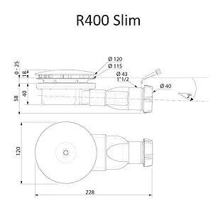 Сифон для душевого поддона Wirquin Slim хром 30718662, 2
