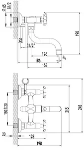 Смеситель для ванны Lemark Practic хром LM7512C Смеситель для ванны Lemark Practic хром LM7512C, 2