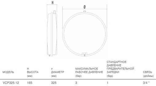 Расширительный бак Aquasystem VCP 325-12л 3 бар 2501146