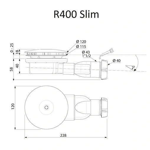 Сифон для душевого поддона Wirquin Slim хром 30718662