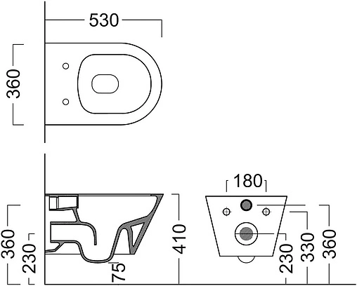 Комплект 5 в 1 Sanit INEO PLUS 90.733.00..S004+16.750.81..0000+PLMR.wc.02+PLMR.seat.02/WHT с кнопкой 16.750.81..0000 хром глянцевый