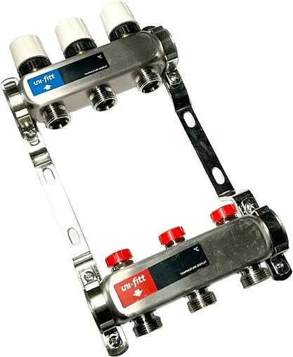 Группа коллекторная без расходомеров 3 отвода 1&quot;в/в x ¾&quot;ек Uni-fitt TECHNO 451W4303