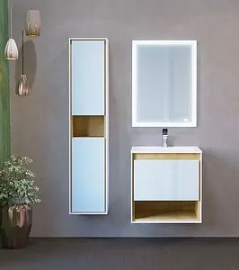 Тумба-умывальник подвесная Raval Glass 65 белый/дуб Gla.01.62/P/W+Mol.8.65/W, 4