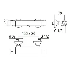Термостат для душа Nobili Tea хром TE85330CR, 2
