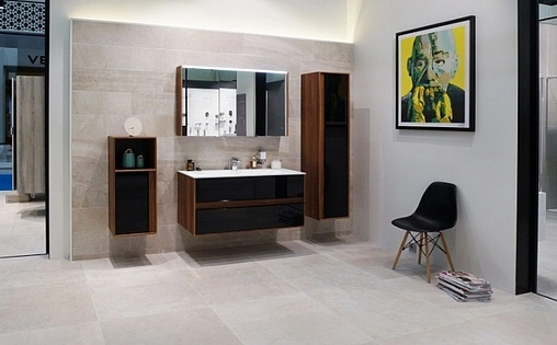 Тумба-умывальник подвесная VitrA Metropole 100 чёрный/сливовое дерево 58183