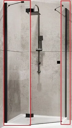 Комплект неподвижных сегментов 800x800мм прозрачное стекло Radaway Essenza New Black PTJ 80 Z*80 S 385049-54-01