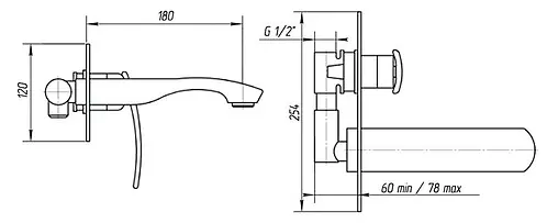 Смеситель для раковины из стены Migliore Flo хром ML.FLO-7034.Cr