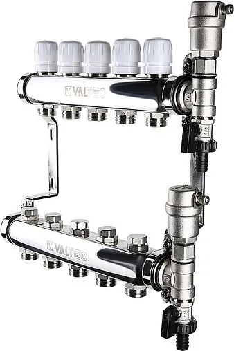 Группа коллекторная без расходомеров 5 отводов 1&quot;в/в x ¾&quot;ек Valtec VTc.588.EMNX.0605