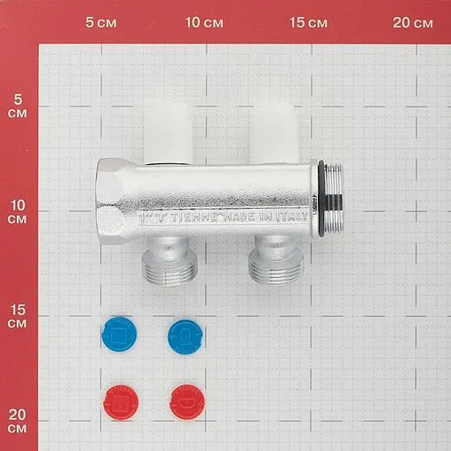 Коллектор регулирующий проходной 2 отвода 1&quot;в/н x ¾&quot;ек Tiemme MAXIMA 1860024
