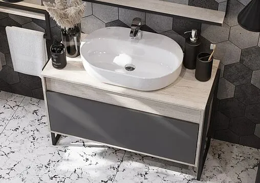 Тумба-умывальник подвесная Aquaton Лофт Урбан 100 графит/орегон 1A2477K5LQX60