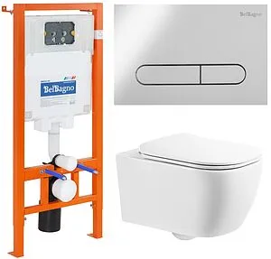 Комплект 5 в 1 BelBagno Genova BB1102CH/BB1102SC/BB002-80/BB005-PR-CHROME с кнопкой хром глянцевый Комплект 5 в 1 BelBagno Genova BB1102CH/BB1102SC/BB002-80/BB005-PR-CHROME с кнопкой хром глянцевый, 1