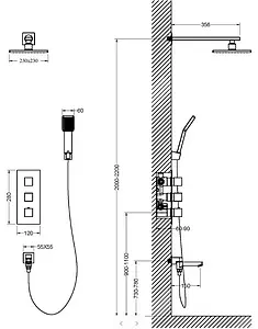Душевая система с термостатом для ванны Timo Tetra-thermo чёрный матовый SX-0199/03SM Душевая система с термостатом для ванны Timo Tetra-thermo чёрный матовый SX-0199/03SM, 2