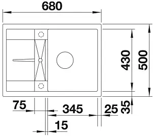 Мойка кухонная Blanco Metra 45 S Compact 68 тёмная скала 519573 Мойка кухонная Blanco Metra 45 S Compact 68 тёмная скала 519573, 2