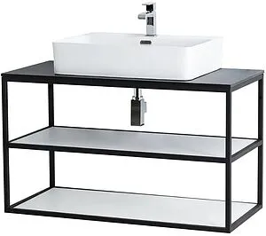 Консоль с умывальником подвесная Cezares Cadro 90 чёрный CADRO-90/46/58-2C-SO-MET-ST+ Консоль с умывальником подвесная Cezares Cadro 90 чёрный CADRO-90/46/58-2C-SO-MET-ST+, 5